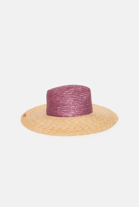 Sombrero copa morada ala natural