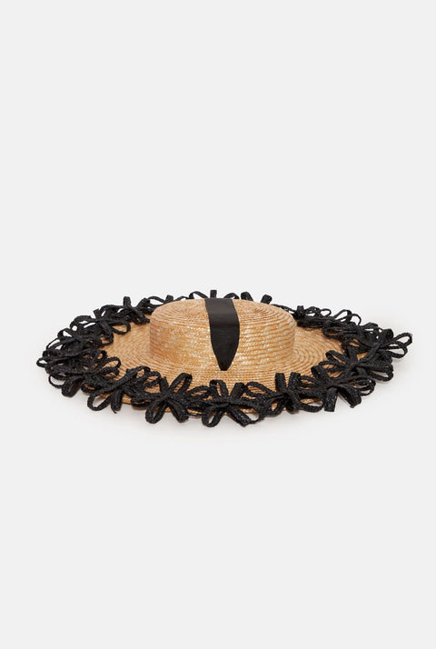 Sombrero cordobés natural flores negras