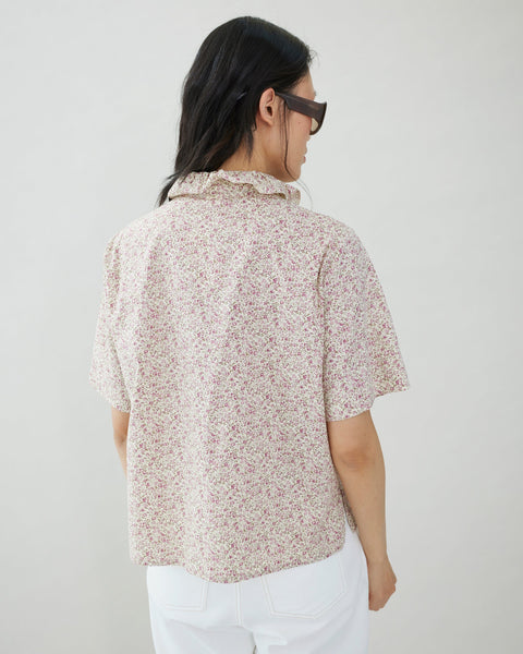Cotton blouse with ruffle collar