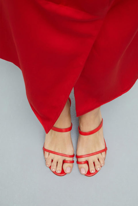 Daisy Sandals in Red Leather