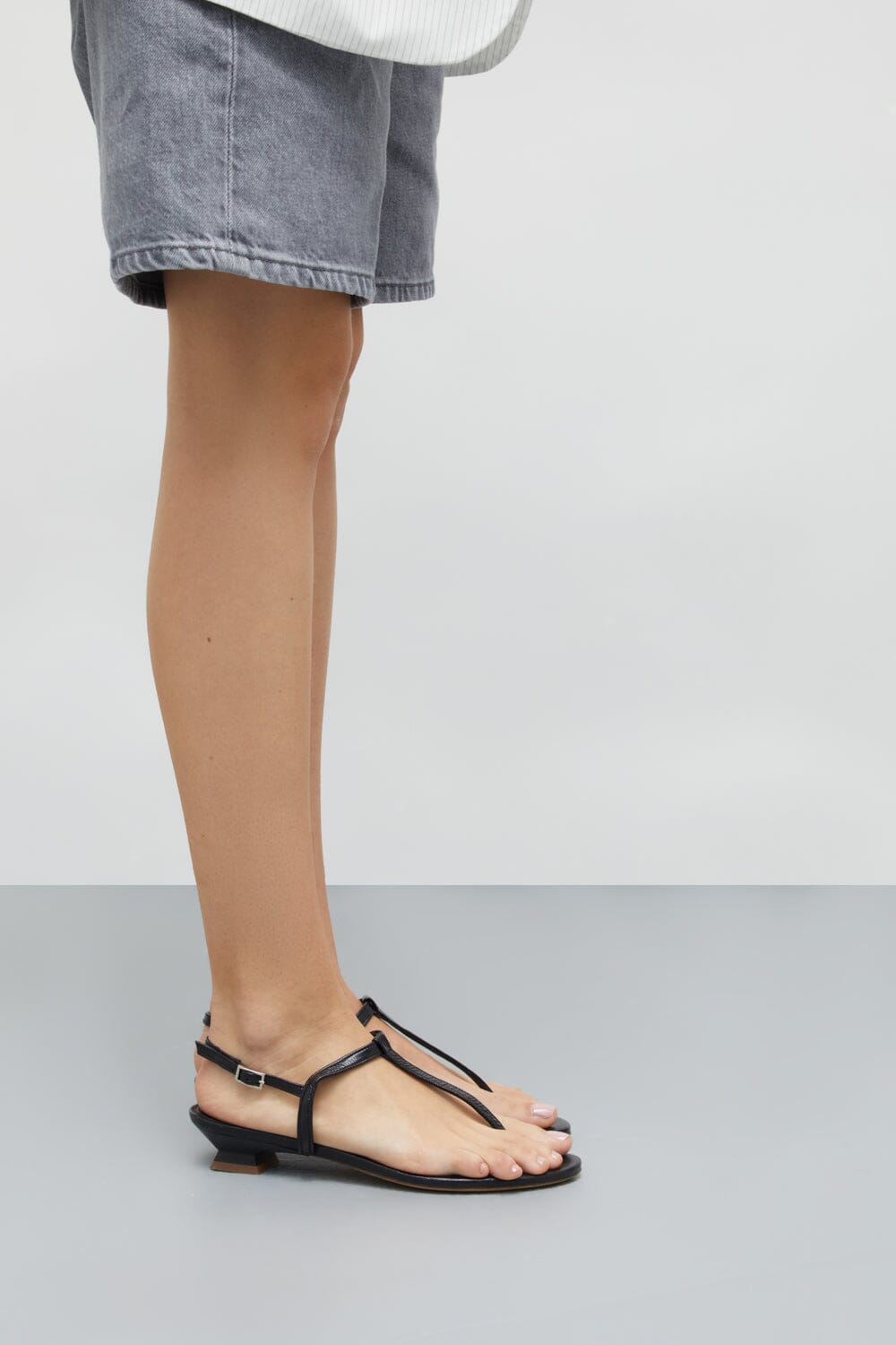 Daphne Sandal in Black Patent Leather
