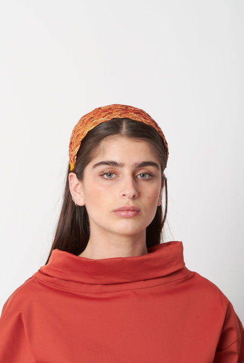 DIADEMA TRENZADA PAJA NARANJA