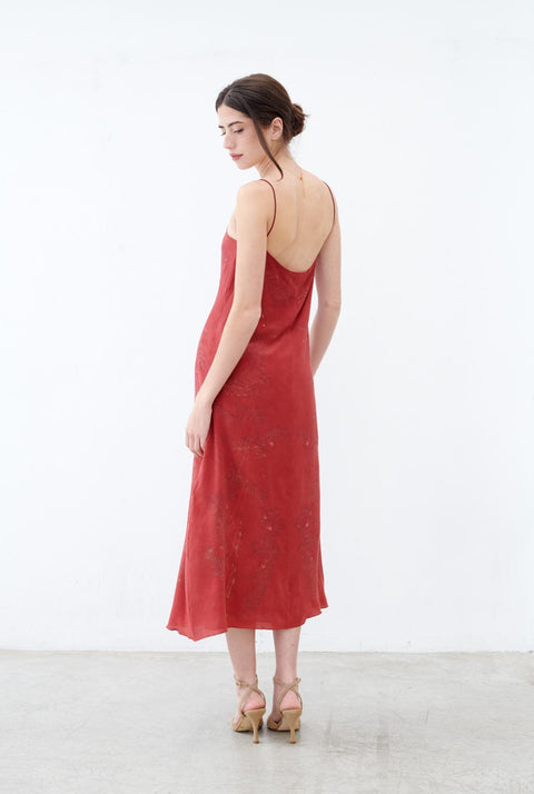 Vestido naranja Ecoprint con tinte natural - Pedido anticipado