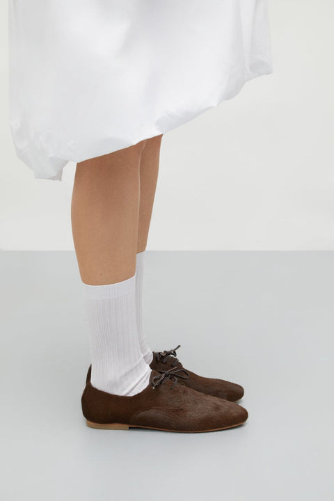 Emma Oxford Flats in Brown Calf Hair