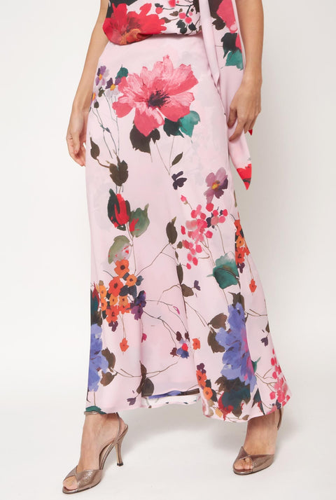 Falda Bies Flores Acuareladas
