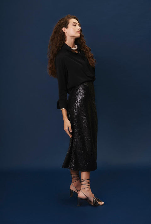 Falda Radziwill lentejuela negra