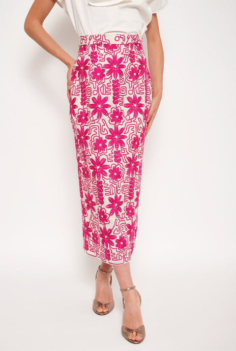Garbo midi skirt etnico fucsia