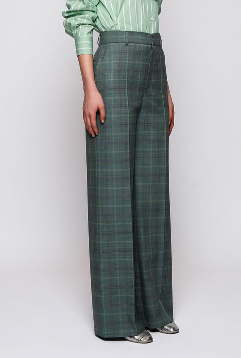 Pantalones de traje de cuadros verdes