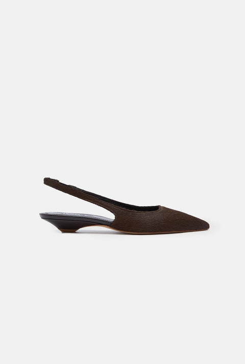 Harper Slingback Flats in Chocolate Calf Hair