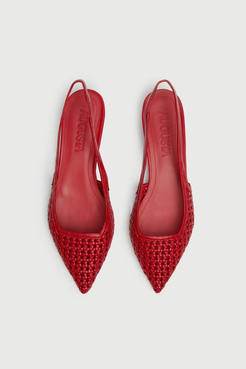 Harper Slingback Flats in Red Woven Leather