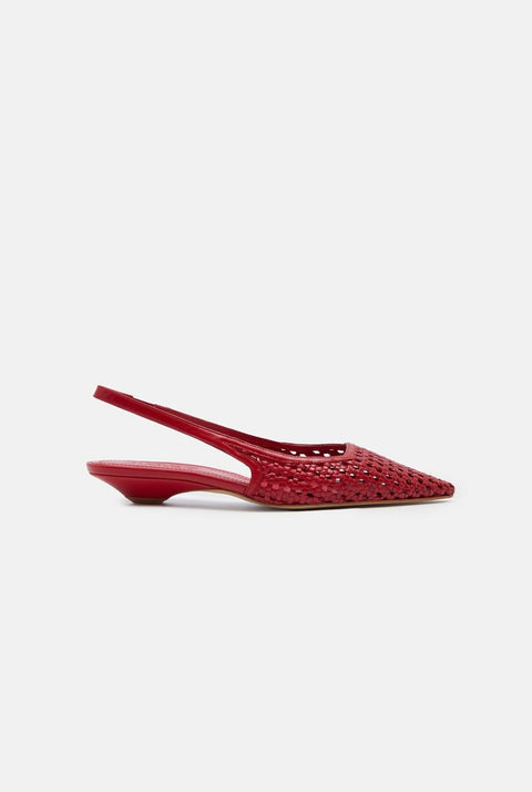 Harper Slingback Flats in Red Woven Leather