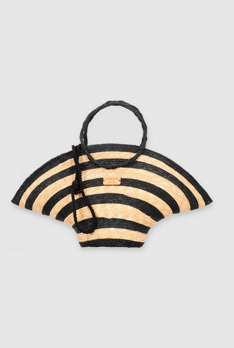 Hatbag M de paja de trigo Cebra