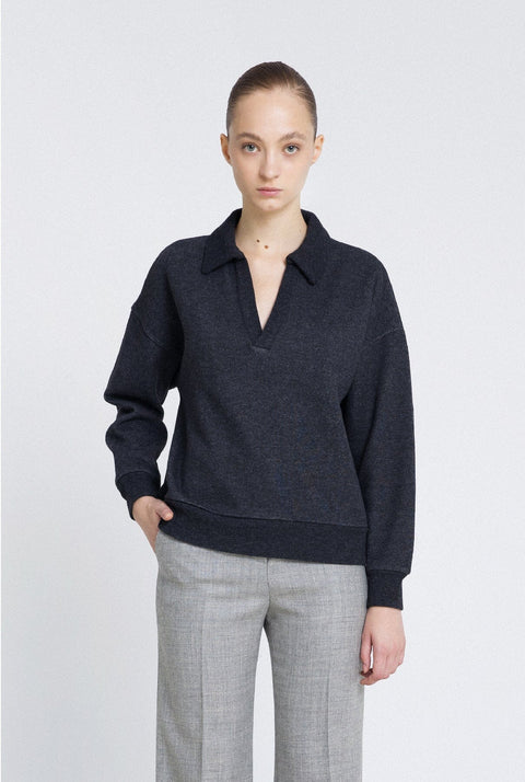 Jersey polo punto gris