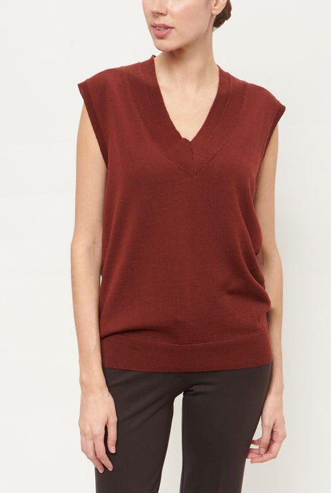 Julia Oversize Vest - Mahogany