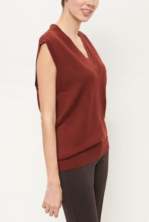 Julia Oversize Vest - Mahogany