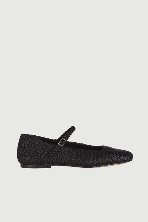 Julieta Mary Janes in Black Braided Leather