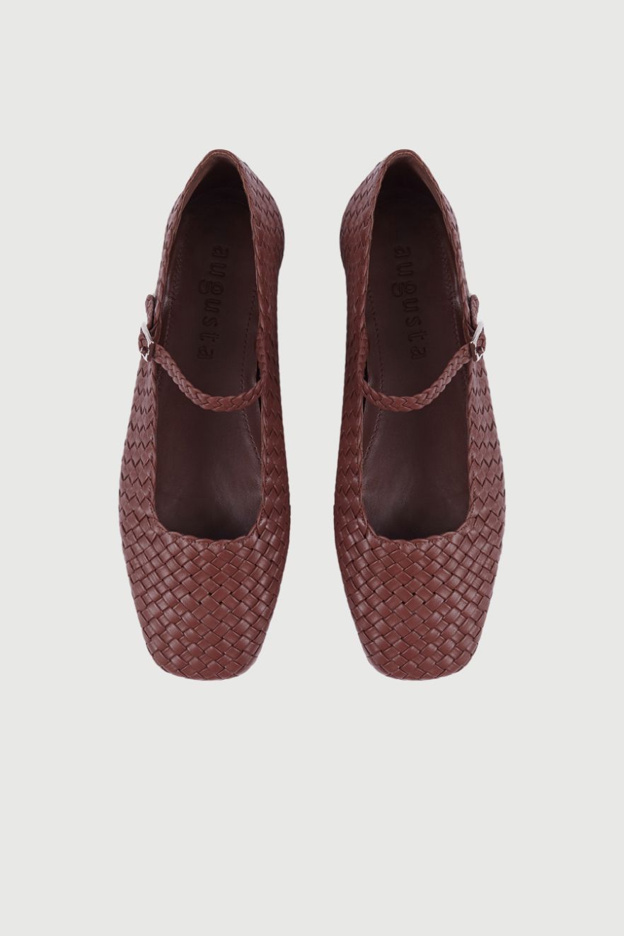 Julieta Mary Janes in Chocolate Braided Leather