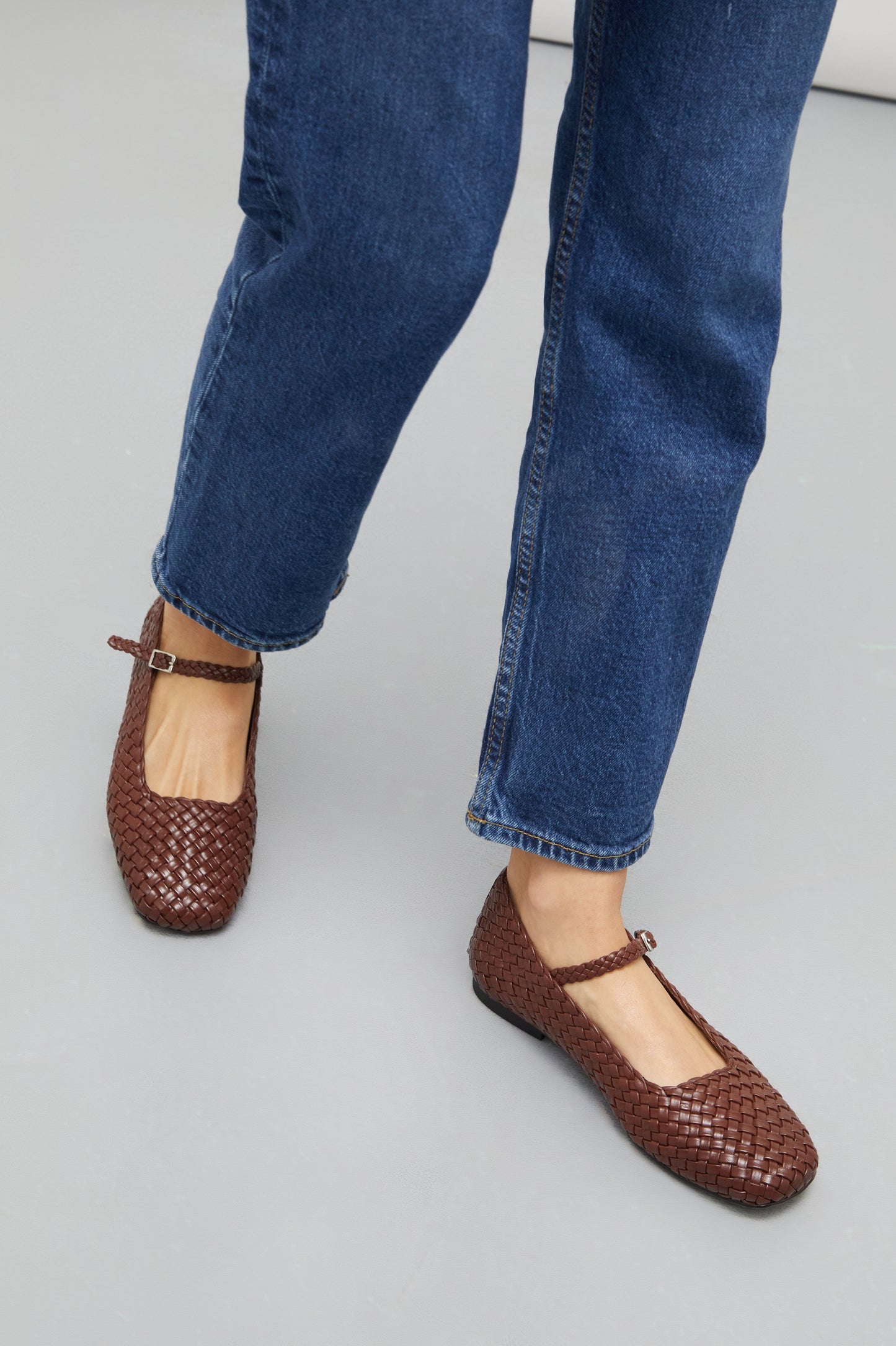 Julieta Mary Janes in Chocolate Braided Leather
