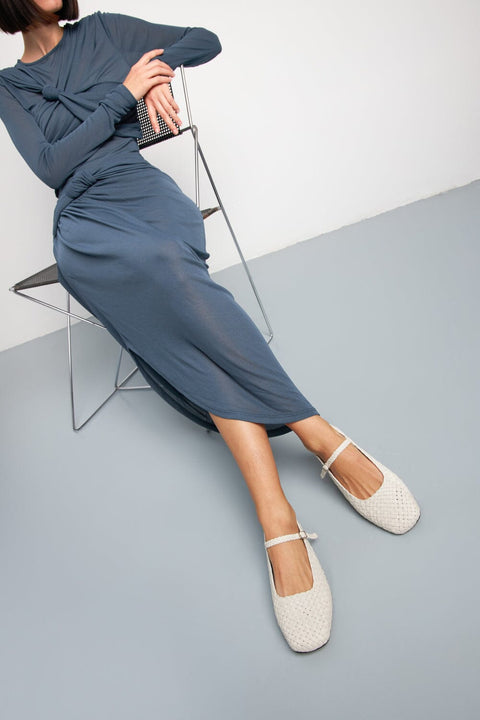 Julieta Mary Janes in Ivory Braided Leather