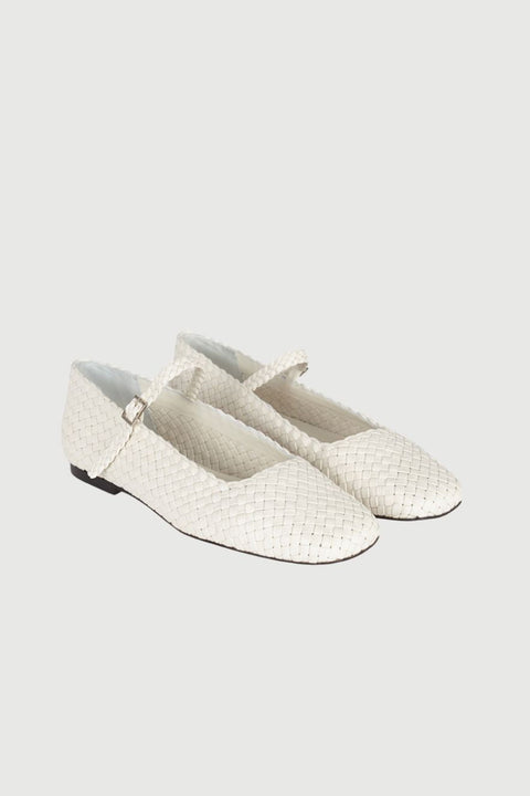 Julieta Mary Janes in Ivory Braided Leather