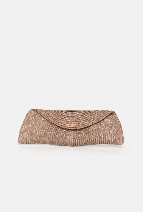 Leaf straw bag bronze taupe