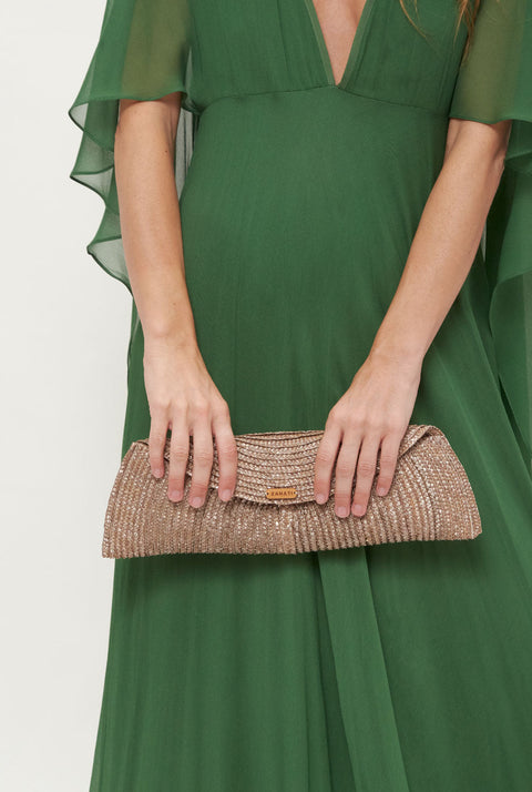 Leaf straw bag bronze taupe