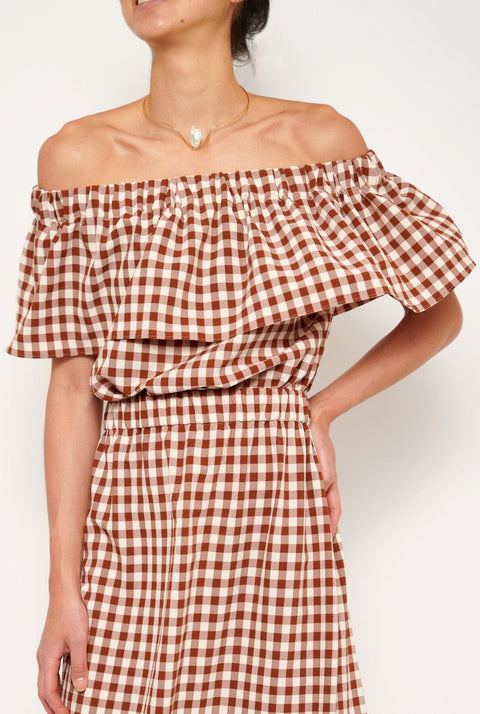 Miranda top vichy marron