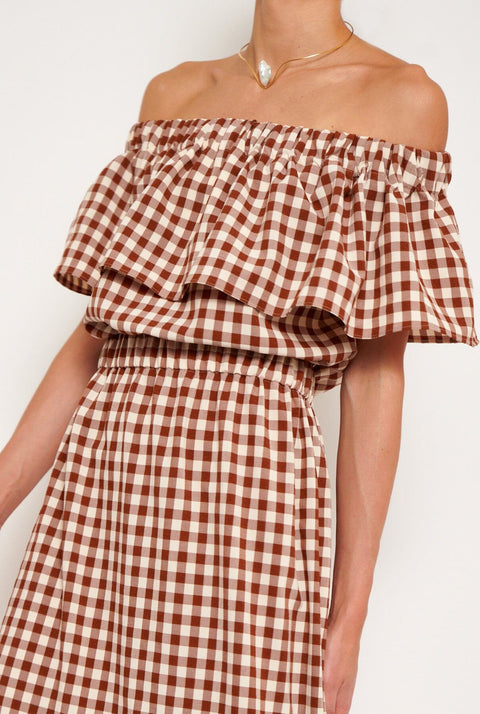 Miranda top vichy marron