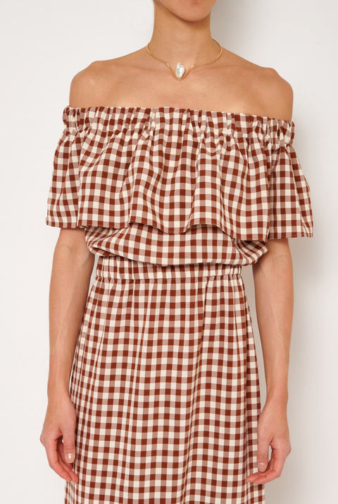 Miranda top vichy marron
