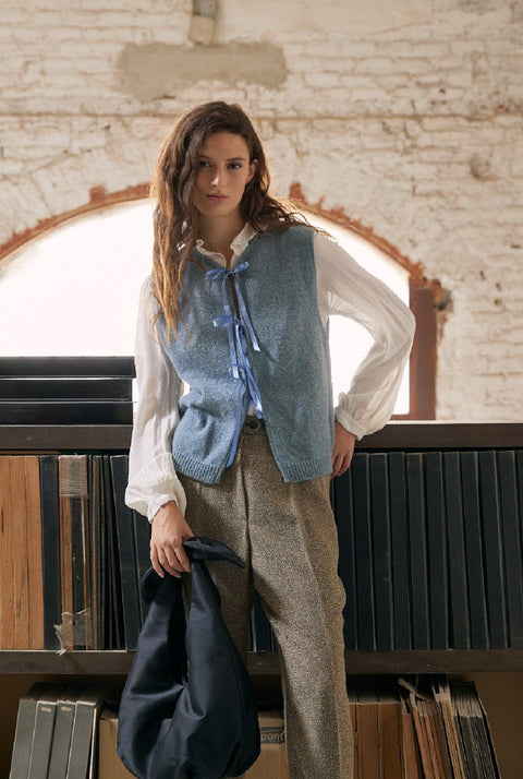 Mumi bow vest - Sky Blue