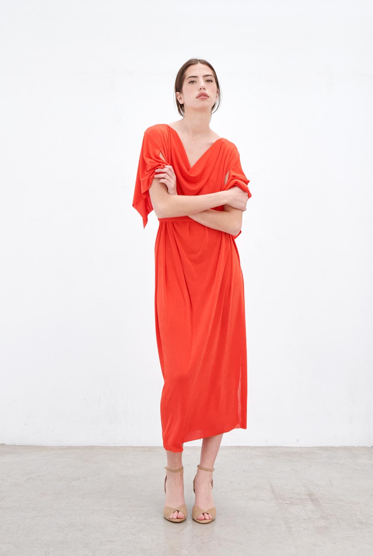 Nicole túnica escote drapeado - coral