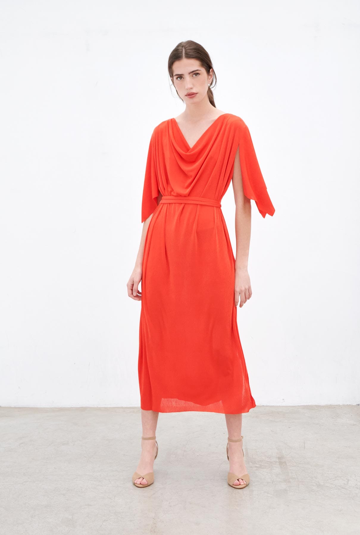 Nicole túnica escote drapeado - coral