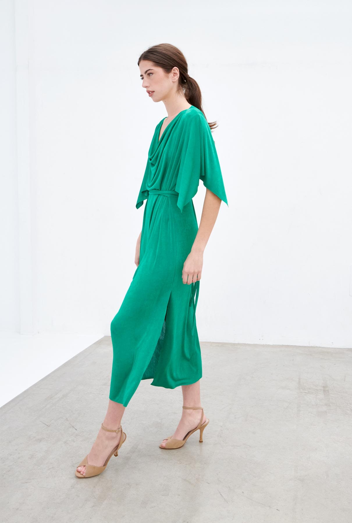 Nicole túnica escote drapeado - esmeralda