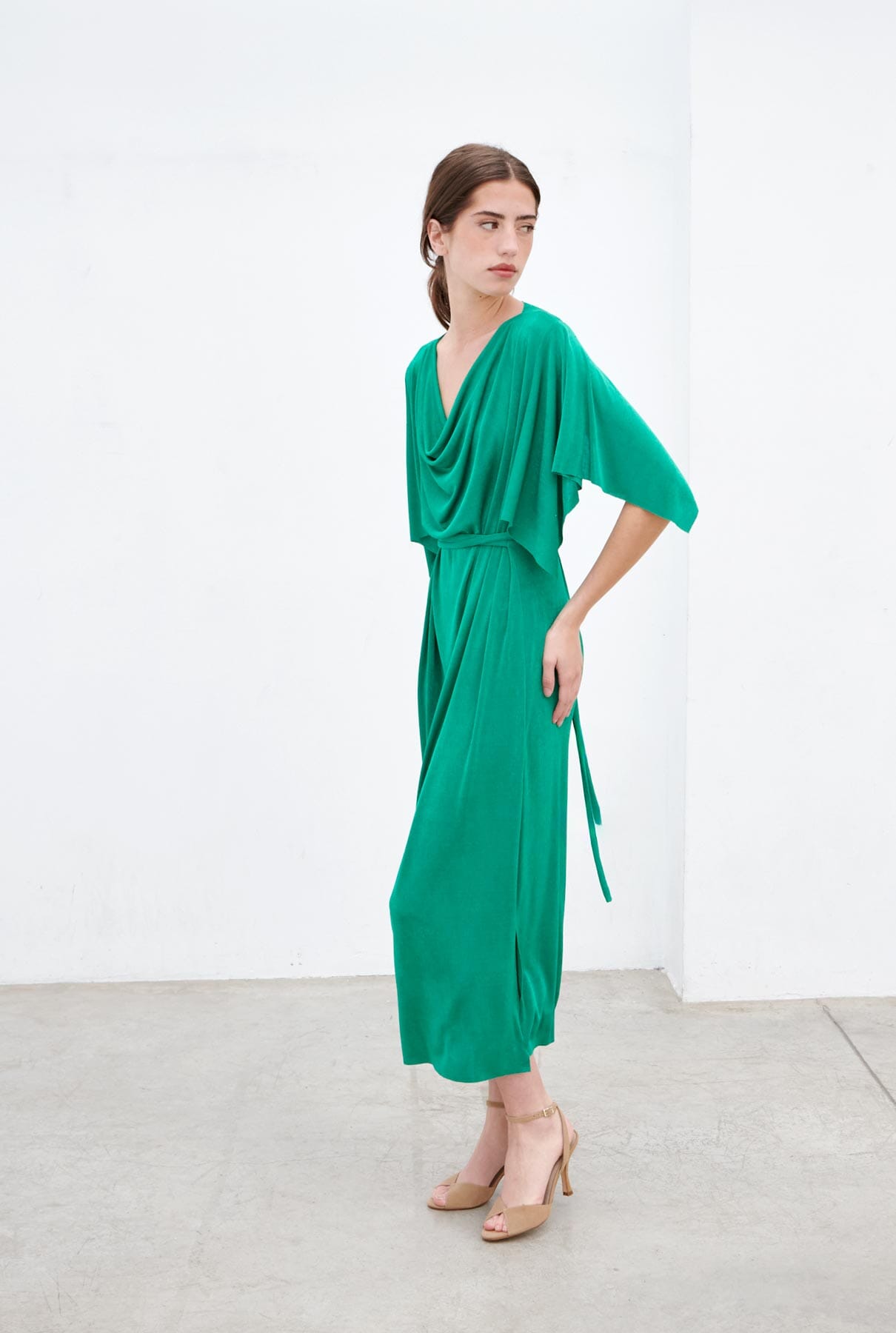 Nicole túnica escote drapeado - esmeralda