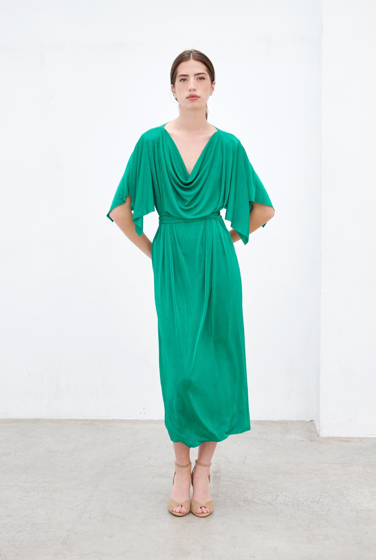 Nicole túnica escote drapeado - esmeralda