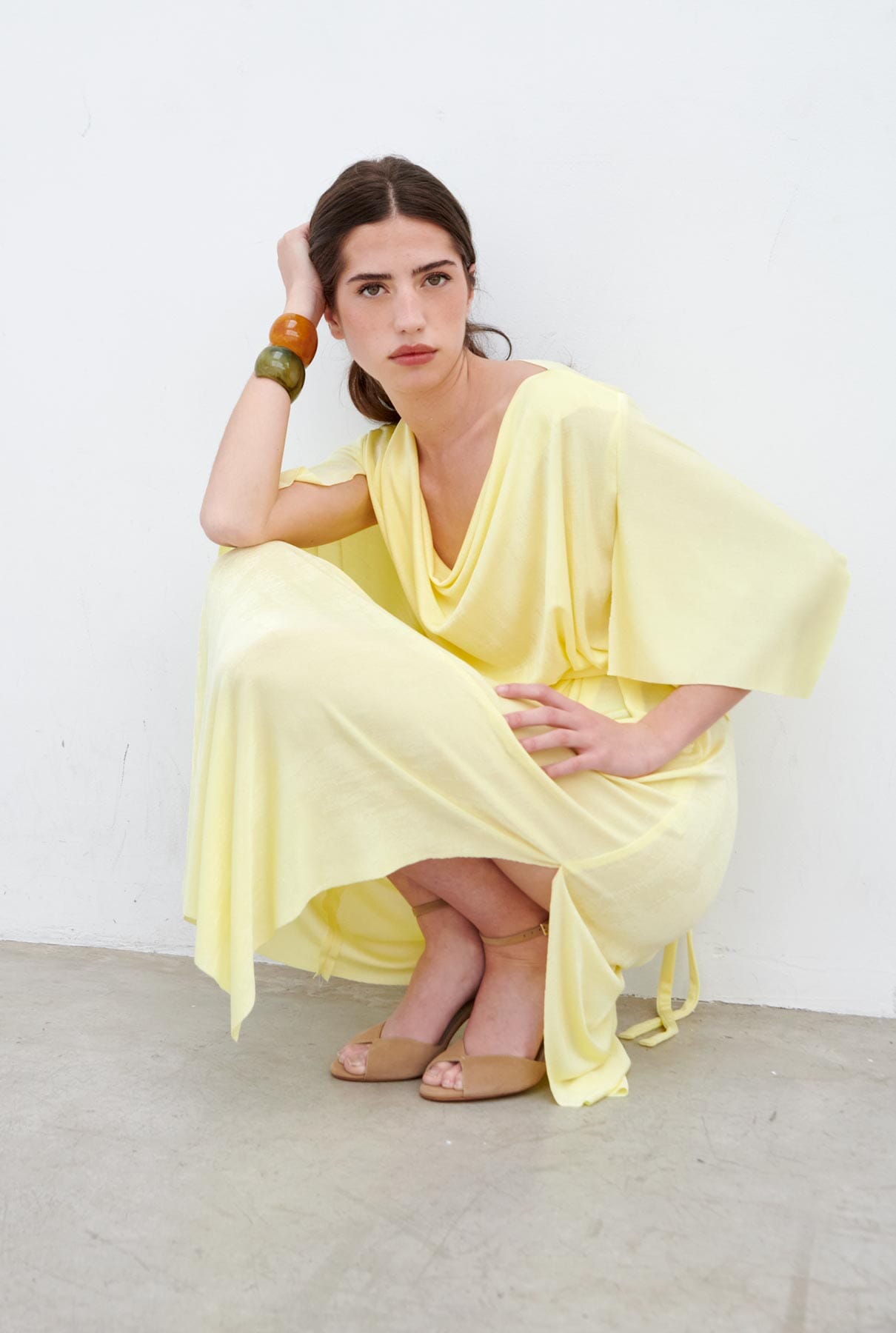 Nicole túnica escote drapeado - vainilla