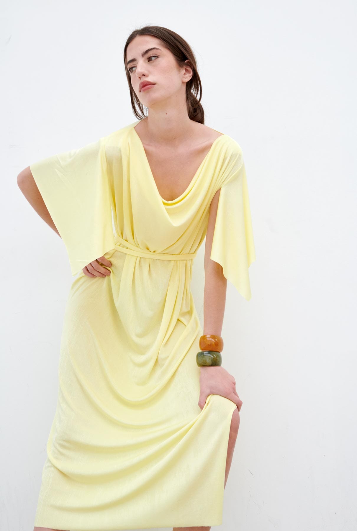 Nicole túnica escote drapeado - vainilla