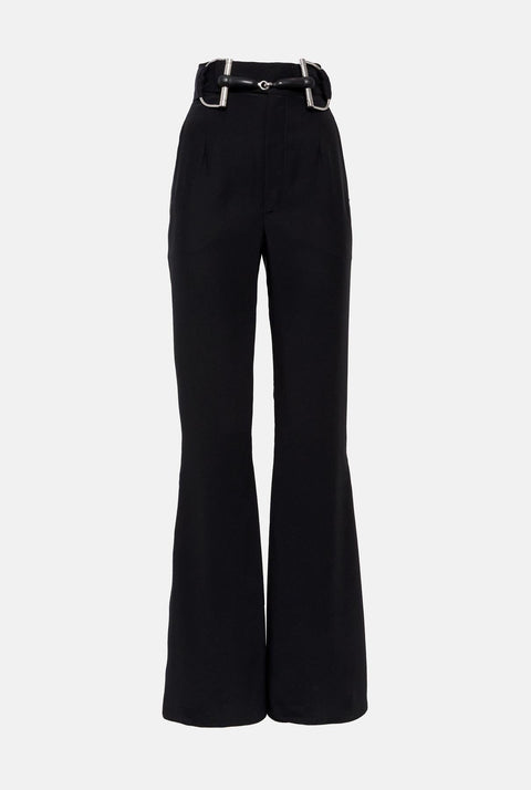 Pantalón campana con cinturón a juego