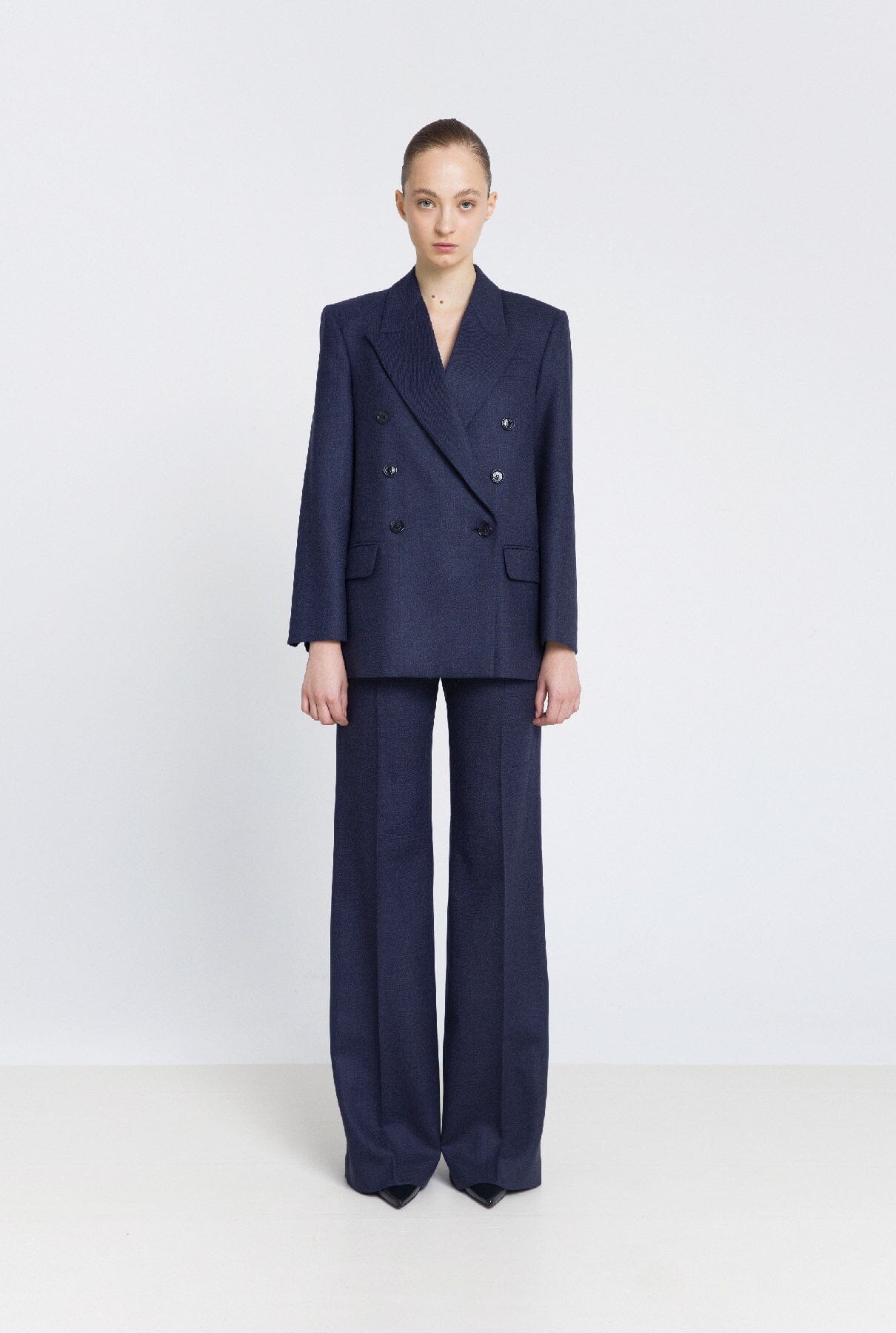 Pantalón flare lana azul