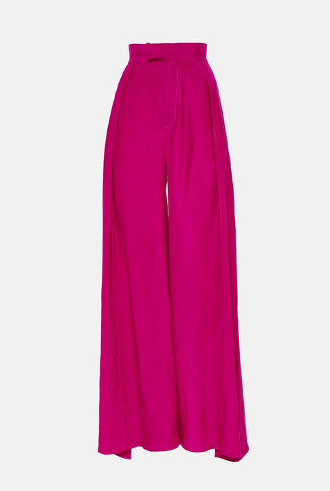 Pantalón palazzo de seda fucsia