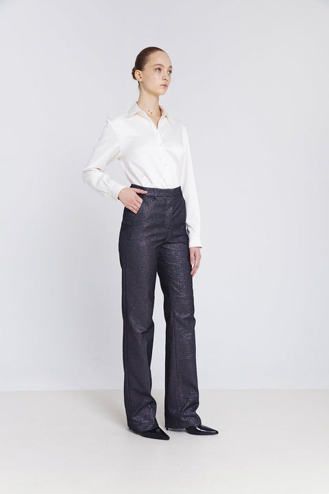 Pantalón recto jacquard gris