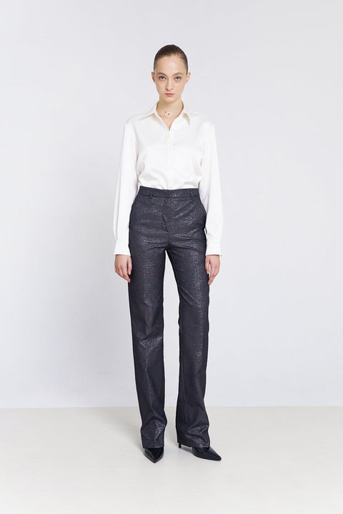 Pantalón recto jacquard gris