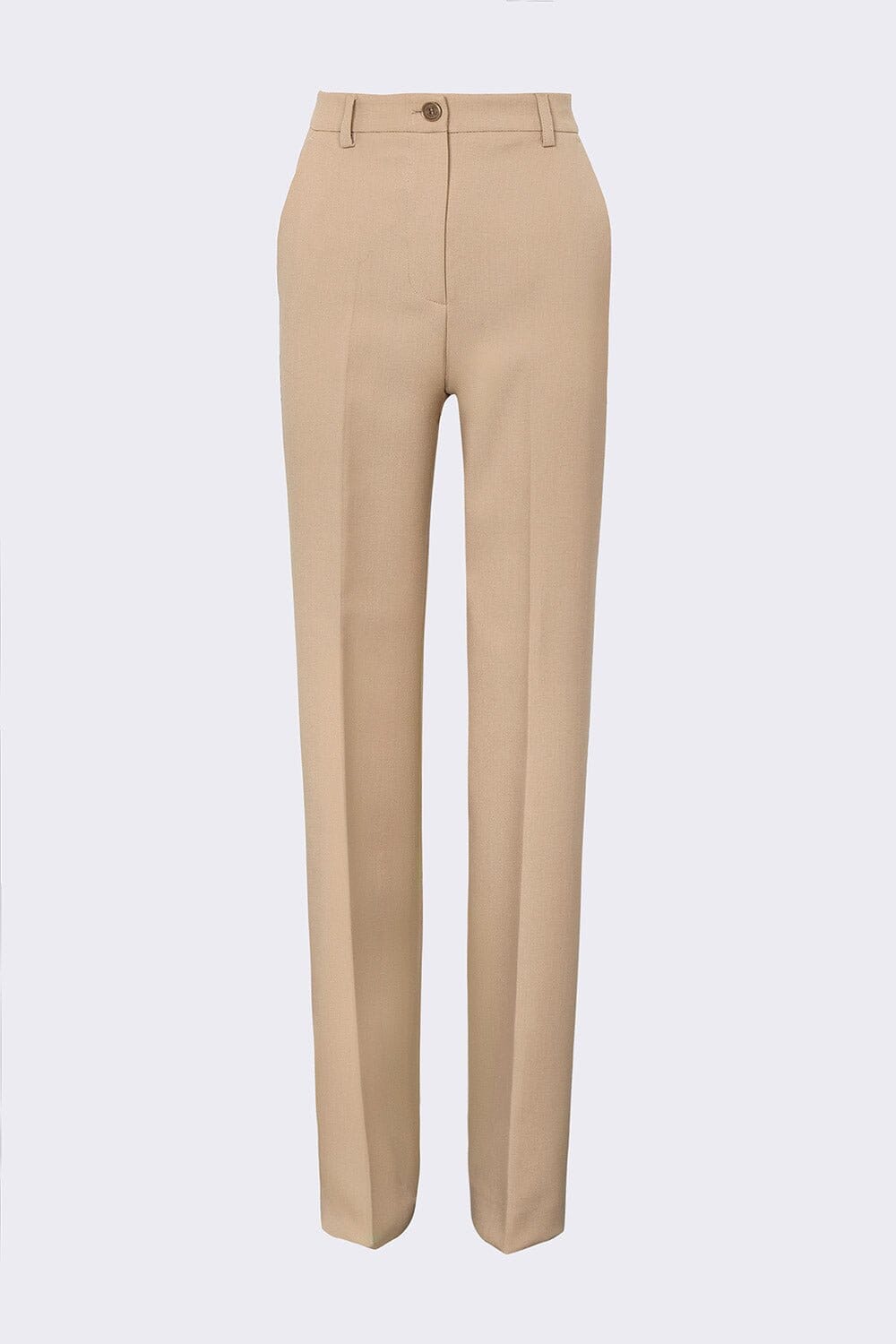 Pantalón recto de lana beige