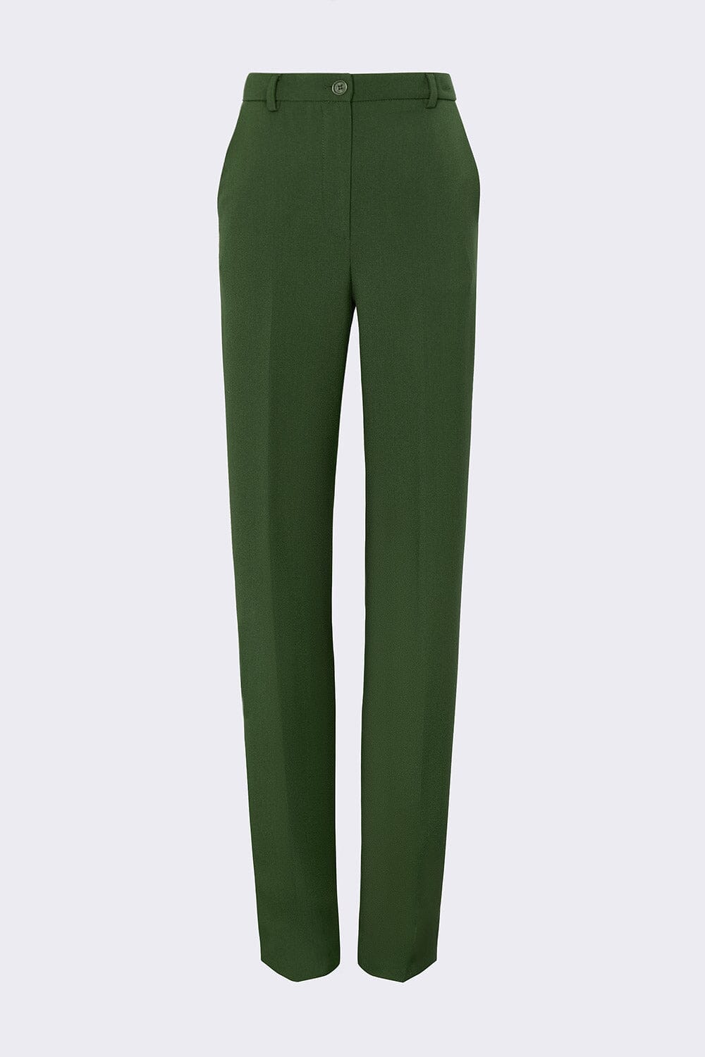 Pantalón recto de lana verde
