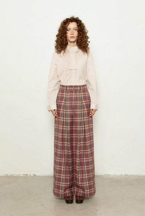 Pantalón Rosa Cuadros Granates