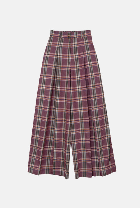 Pantalón Rosa Cuadros Granates