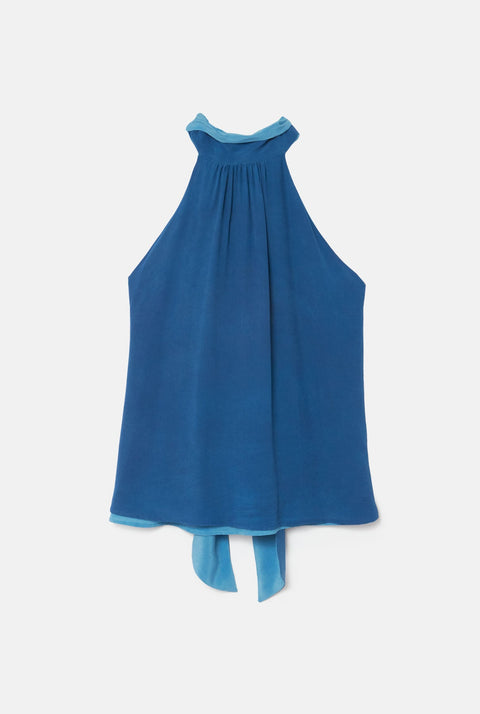 Halter Reversible Blue/Light Blue Top Natural Dye - Pre Order