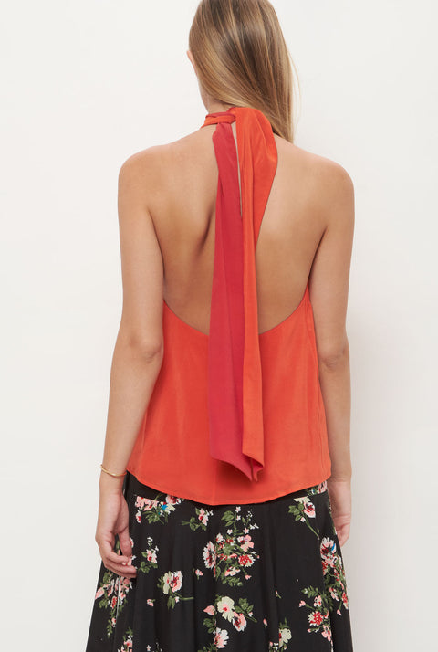 Halter Reversible Coral/Orange Top Natural Dye - Pre Order