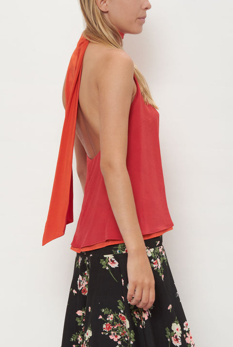 Halter Reversible Coral/Orange Top Natural Dye - Pre Order