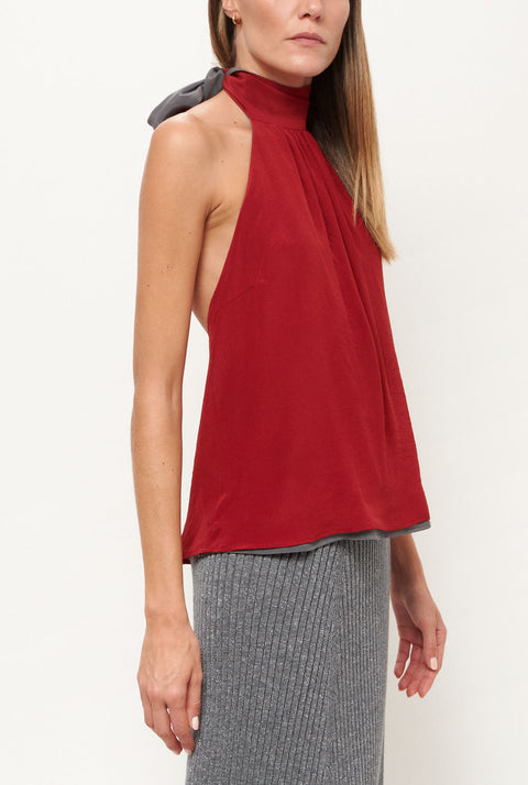Halter Reversible Grey/Red Top Natural Dye - Pre Order